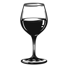 A wine glass icon in a simple, monochromatic design, perfect for minimalist illustrations.