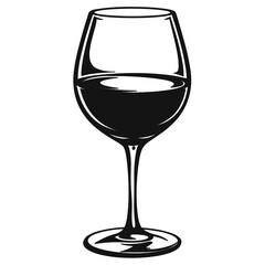 A wine glass icon in a simple, monochromatic design, perfect for minimalist illustrations.