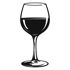 A wine glass icon in a simple, monochromatic design, perfect for minimalist illustrations.
