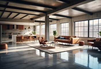 Photo modern style conceptual interior room 3d illustration