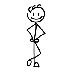 The man is standing in doodle style isolated on white background