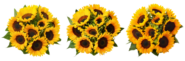 a set of bouquets with sunflowers