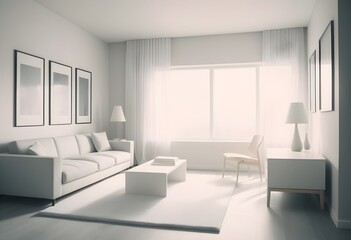 Photo modern style conceptual interior room 3d illustration