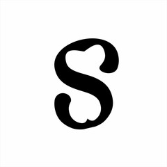 Abstract letter S or number 8 logo design with heart symbol in negative space.