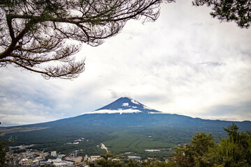 mount fuji, fujisan, view from mount tenjo, panoramic ropeway, kawaguchiko, japan, clouds, volcano