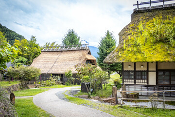 Saiko Iyashi-no-Sato Nenba, traditional japanese village,  thatched roof, mount fuji, fuji Five lakes, japan, open-air museum