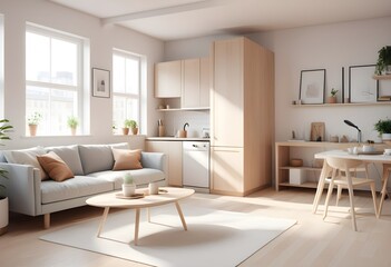 Fototapeta premium Photo modern style conceptual interior room 3d illustration