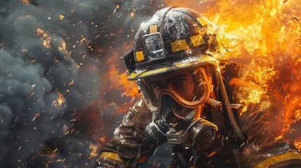 Capture a detailed long shot of a firefighters hobby in oil painting, showcasing depth and passion