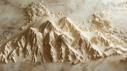 Japanese-style stucco molding on the wall, mountains