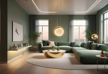 Photo modern style conceptual interior room 3d illustration