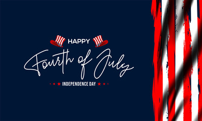 Happy Fourth of july Vector illustration. American Independence Day greeting card, banner, poster with United States flag, stars and stripes. 