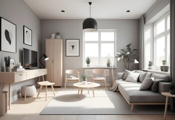 Photo modern style conceptual interior room 3d illustration