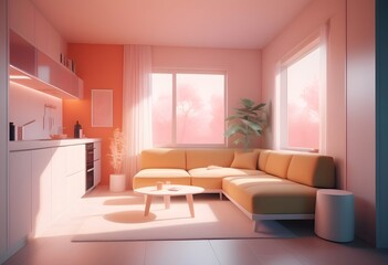 Fototapeta premium Photo modern style conceptual interior room 3d illustration