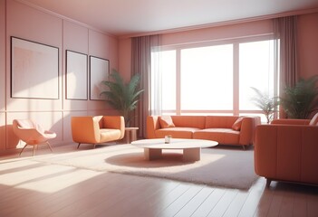 Fototapeta premium Photo modern style conceptual interior room 3d illustration