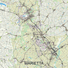 Marietta, Georgia, United States map poster art