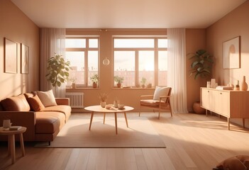 Fototapeta premium Photo modern style conceptual interior room 3d illustration