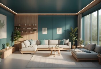 Fototapeta premium Photo modern style conceptual interior room 3d illustration