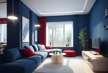 Fototapeta premium Photo modern style conceptual interior room 3d illustration