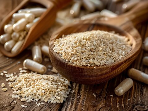 A fiber supplement scene with Psyllium Husk and digestive health icons, indicating fiber supplement benefits
