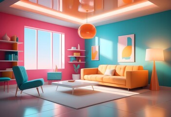 Fototapeta premium Photo modern style conceptual interior room 3d illustration