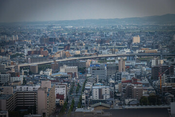 view from Kyoto Tower at sunset, aerial view over kyoto, japan, urban, sunset, dawn, metropolis