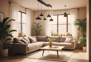 Photo modern style conceptual interior room 3d illustration