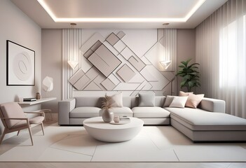 Photo modern style conceptual interior room 3d illustration