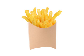 French fries in paper bucket on transparent background png