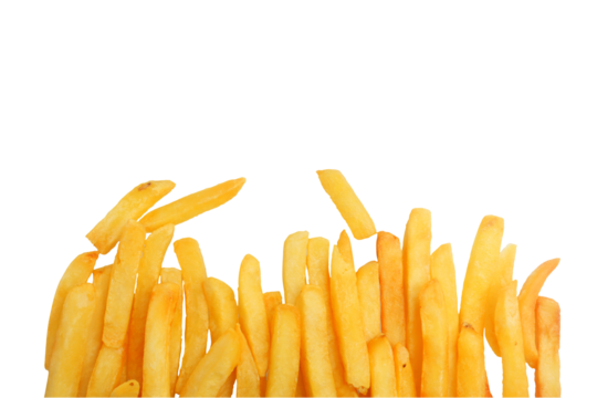 Frame made of tasty french fries on transparent background png - Powered by Adobe