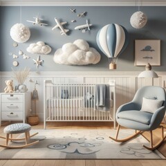 Blue Sky-themed Baby Nursery Room: Beauty Under the Clouds