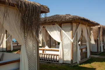 Summer bungalows by the sea. Hotel vacation concept