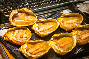 nishiki market, kyoto, japanese food, street food, sea food, fried, delicious, snack, japan