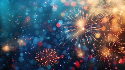 Fototapeta premium holiday background. firework with blur background. New Year celebration