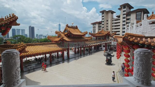 Thean Hou Temple in Kuala Lumpur, Malaysia is a six-tiered temple of Chinese sea goddess Mazu located on 1.67 acres of land atop Robson Heights on Lorong Bellamy, overlooking Jalan Syed putra