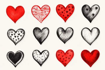 A collection of different heart shapes and designs