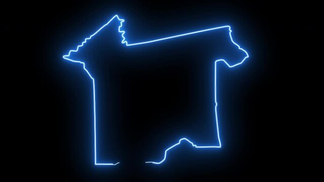 map of alexandria rapides in louisiana with a blue glowing neon effect