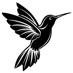Hummingbird Flying Silhouette on White Background: Stunning Nature Art