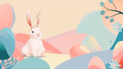 Fototapeta premium Beautiful background template of Easter holiday theme with bunny for poster presentation.
