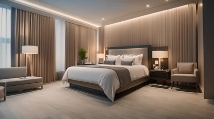 modern luxury hotel bedroom interior design and decoration