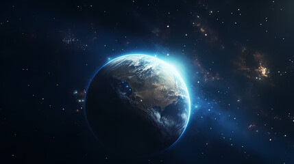 Blue glow around Earth in space