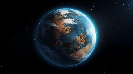 Fototapeta premium Blue glow around Earth in space