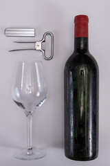Corkscrew for opening of very old vintage bottles of wine, twin-prong cork puller can extract stopper without damage, on white background
