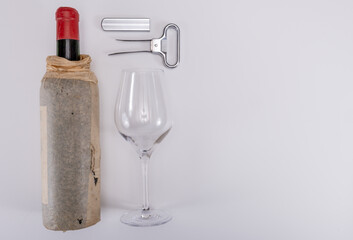 Corkscrew for opening of very old vintage bottles of wine, twin-prong cork puller can extract...