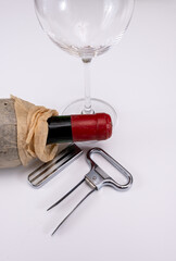 Corkscrew for opening of very old vintage bottles of wine, twin-prong cork puller can extract...