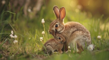 Rabbit. Photography of wild animal in natural habitat.