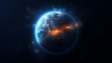 Blue glow around Earth in space