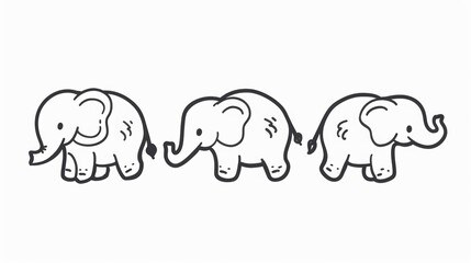 Fototapeta premium Elephant. Line drawing of cute animal. Baby nursery art.