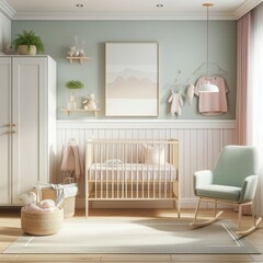 Minimalist Pastel Baby Nursery Room: Serene Softness