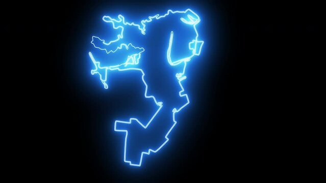 map of Natchitoches in Louisiana with a blue glowing neon effect