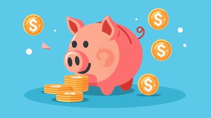 Obraz premium Vector illustration of piggy bank. Money saving investment concept.